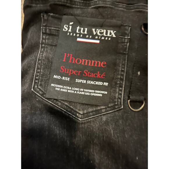 Si Tu Veux Gunner Jean Black Wash Size 38 - Picture 7 of 7